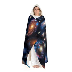 Galaxy Pattern Hooded Sherpa Fleece Blanket One size / Cream