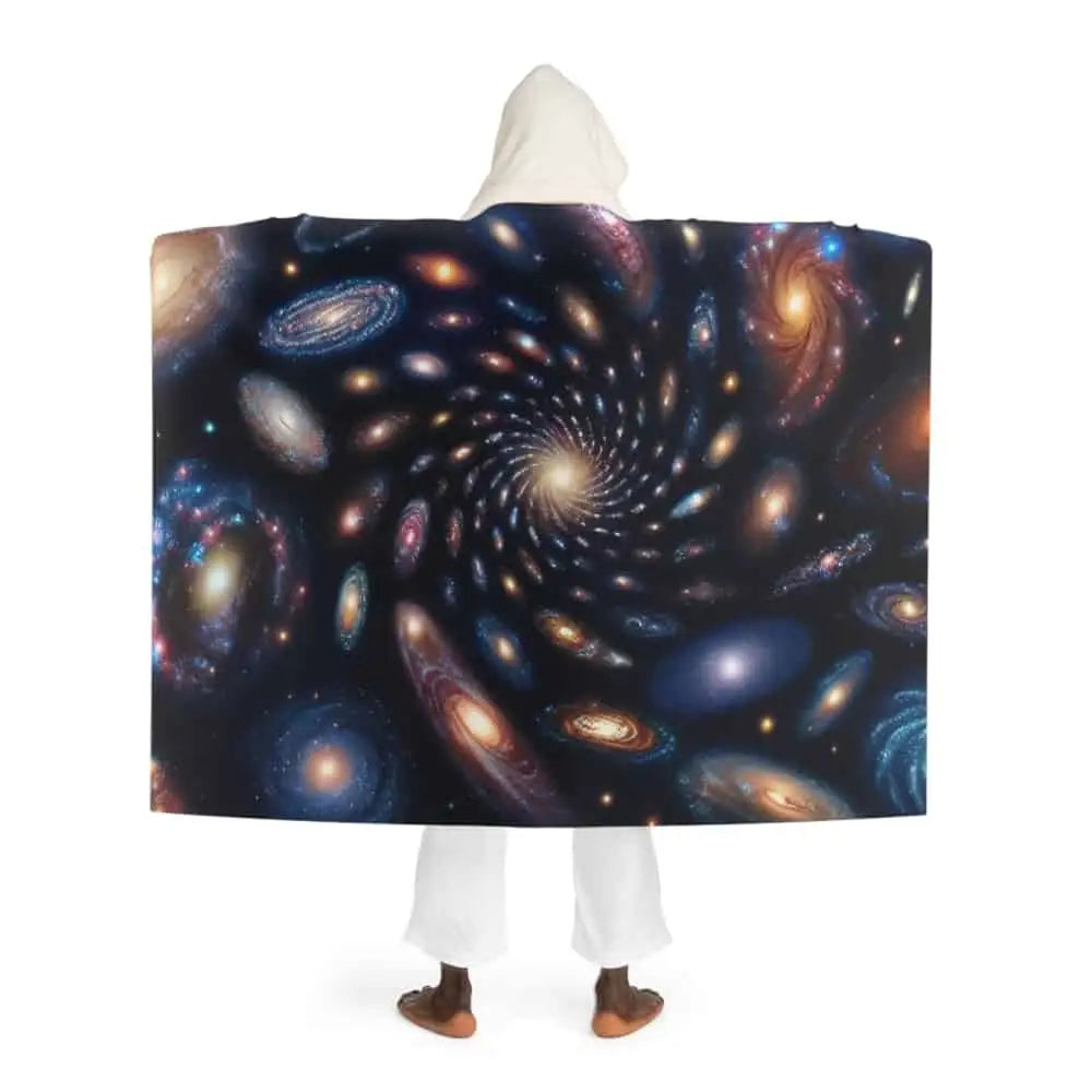 Galaxy Pattern Hooded Sherpa Fleece Blanket One size / Cream