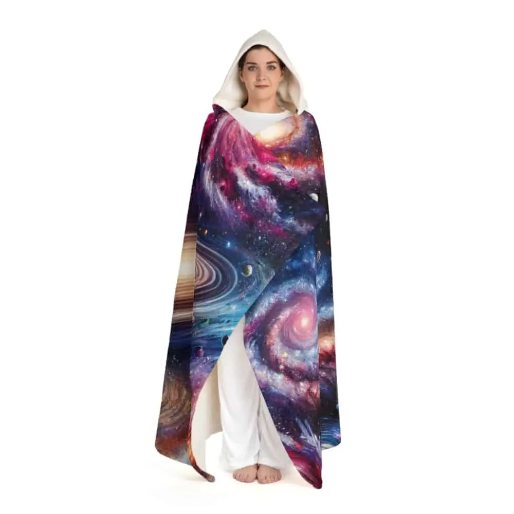 Galaxy Sherpa Fleece Hooded Blanket One size / Cream
