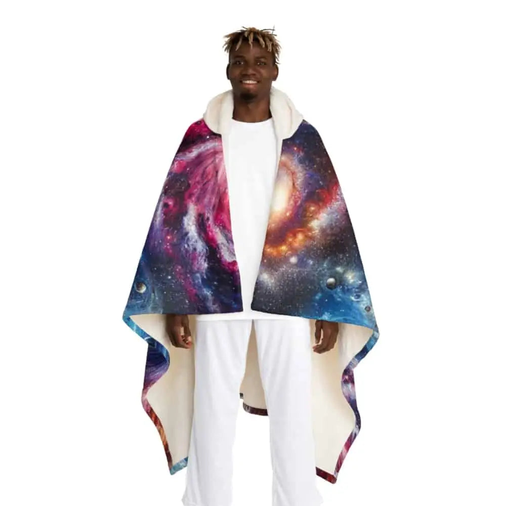 Galaxy Sherpa Fleece Hooded Blanket One size / Cream