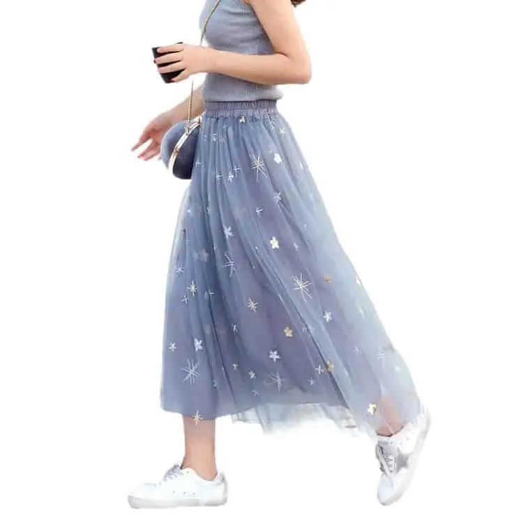 Galaxy Skirt High Waist Embroidery Skirt