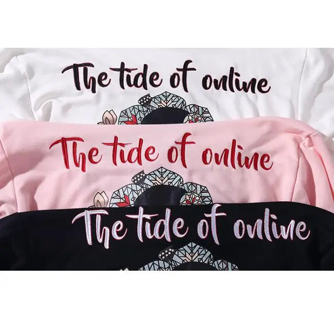 Geisha Loose Embroidered Hoodie Mybohan Harajuku Style