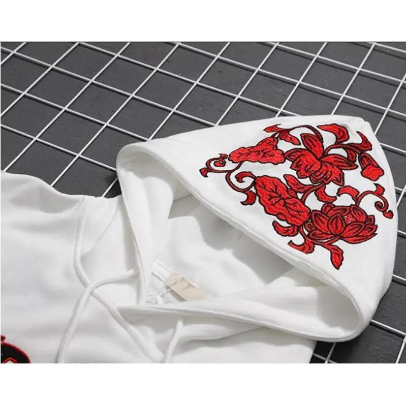 Geisha Loose Embroidered Hoodie Mybohan Harajuku Style