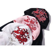 Geisha Loose Embroidered Hoodie Mybohan Harajuku Style