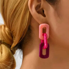 Geometric Acrylic Chain Dangle Earrings