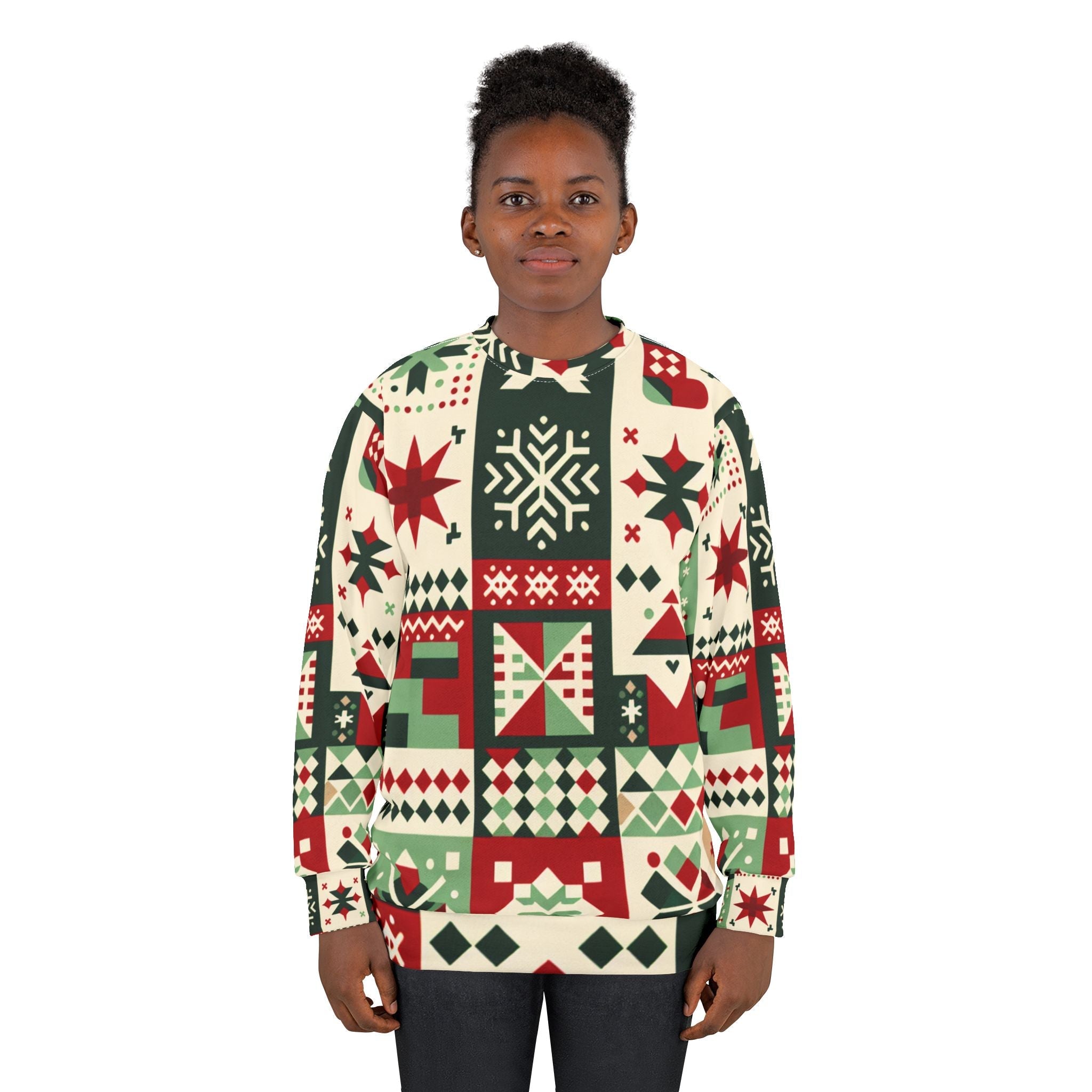 Geometric Christmas Sweatshirt Festive Wonderland