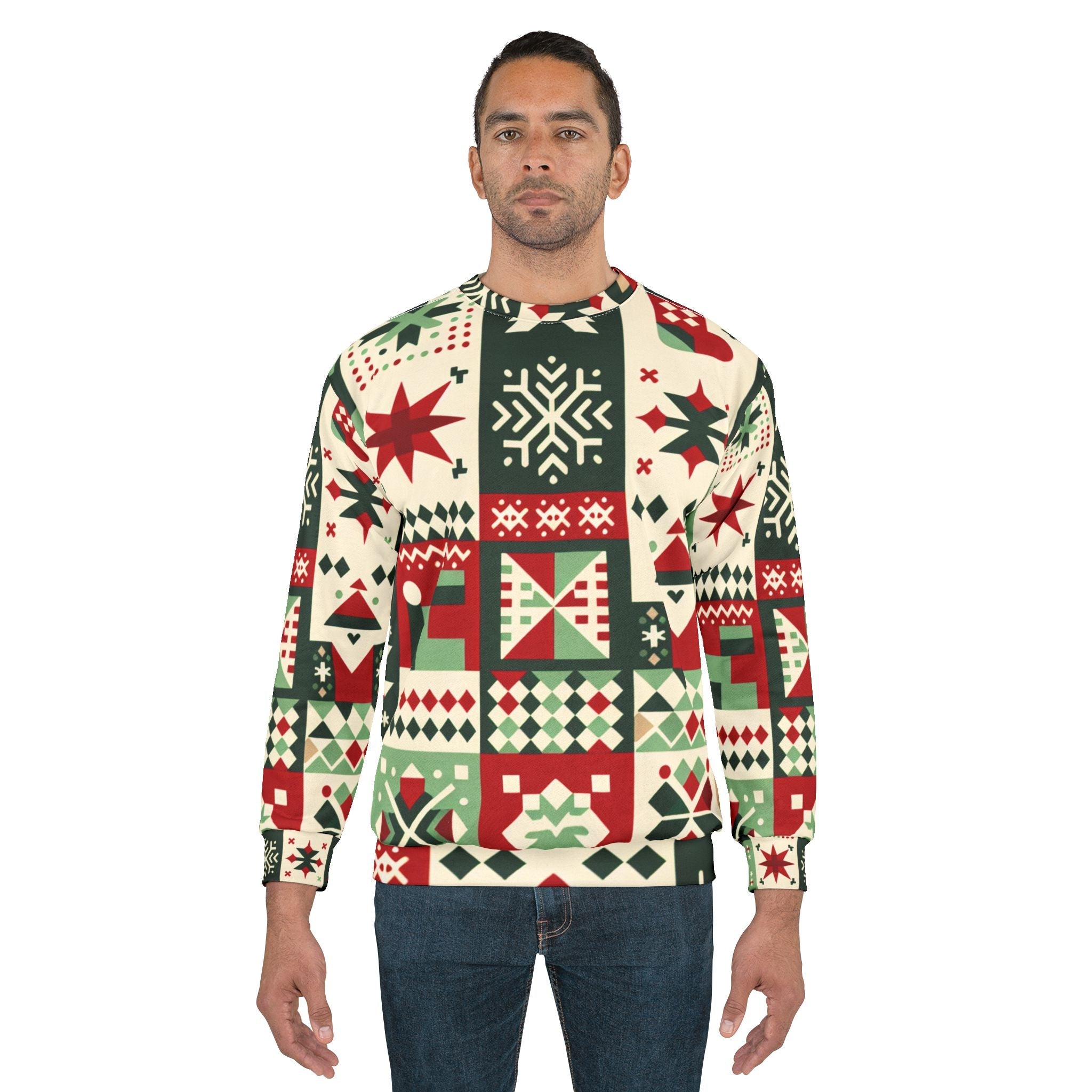 Geometric Christmas Sweatshirt Festive Wonderland