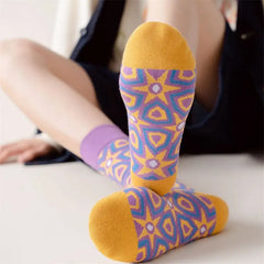 Geometric Florets Colorful Socks