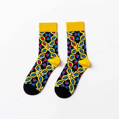Geometric Florets Colorful Socks - Yellow / 36-41