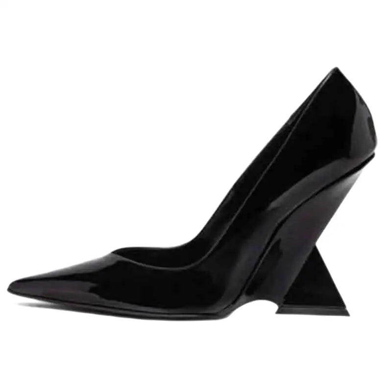 Geometric High Heel Shoes Pointed Thick Sole