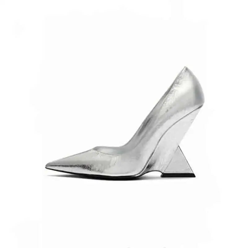 Geometric High Heel Shoes Pointed Thick Sole - Heeled shoes
