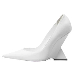 Geometric High Heel Shoes with Pointed Toe and Thick Sole