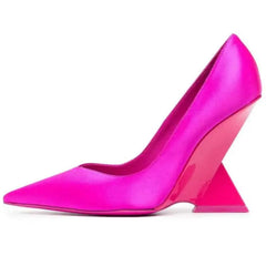 Geometric High Heel Shoes with Pointed Toe and Thick Sole