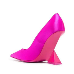 Geometric High Heel Shoes with Pointed Toe and Thick Sole