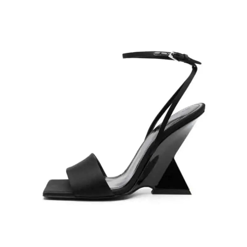 Geometric High Heel Shoes with Thick Sole and Rope Detail