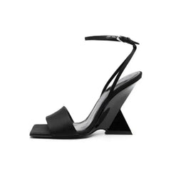 Geometric High Heel Shoes with Thick Sole and Rope Detail