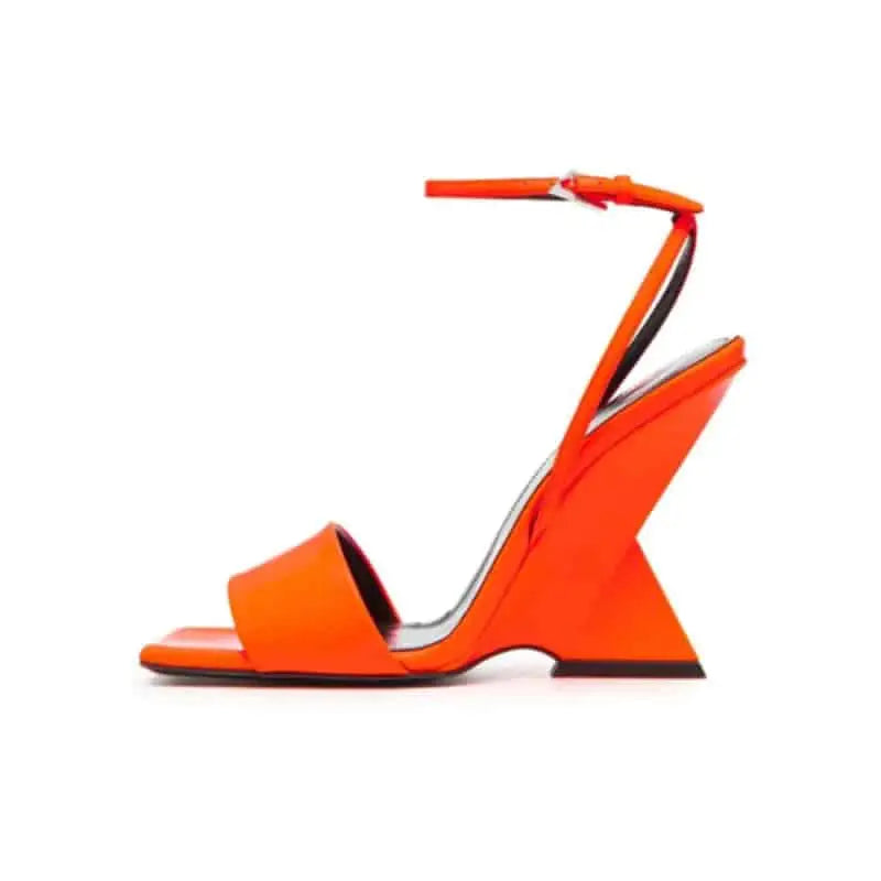 Geometric High Heel Shoes with Thick Sole and Rope Detail