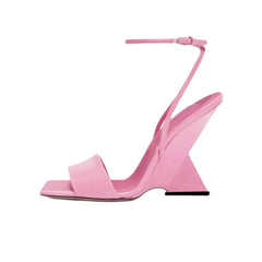 Geometric High Heel Shoes with Thick Sole and Rope Detail