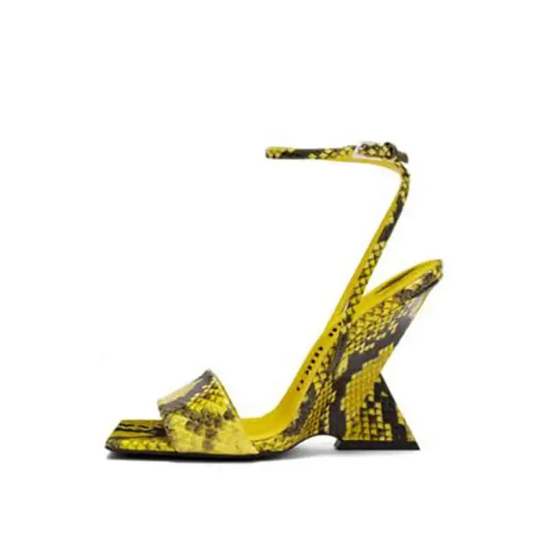 Geometric High Heel Shoes with Thick Sole and Rope Detail