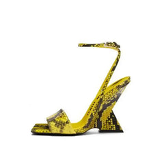 Geometric High Heel Shoes with Thick Sole and Rope Detail