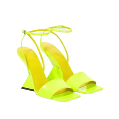 Geometric High Heel Shoes with Thick Sole and Rope Detail