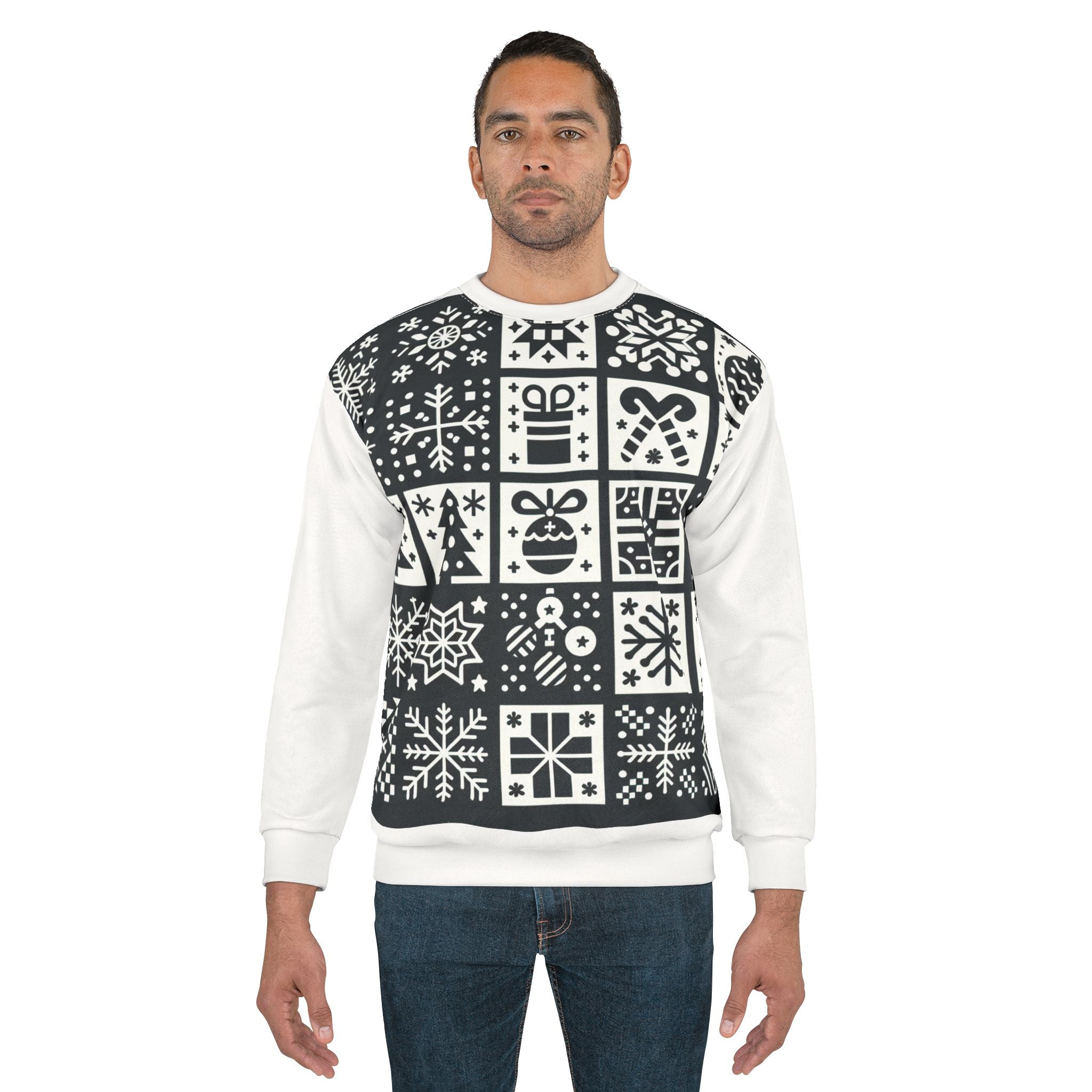 Geometric Patchwork Christmas Sweatshirt Aesthetic Clothing