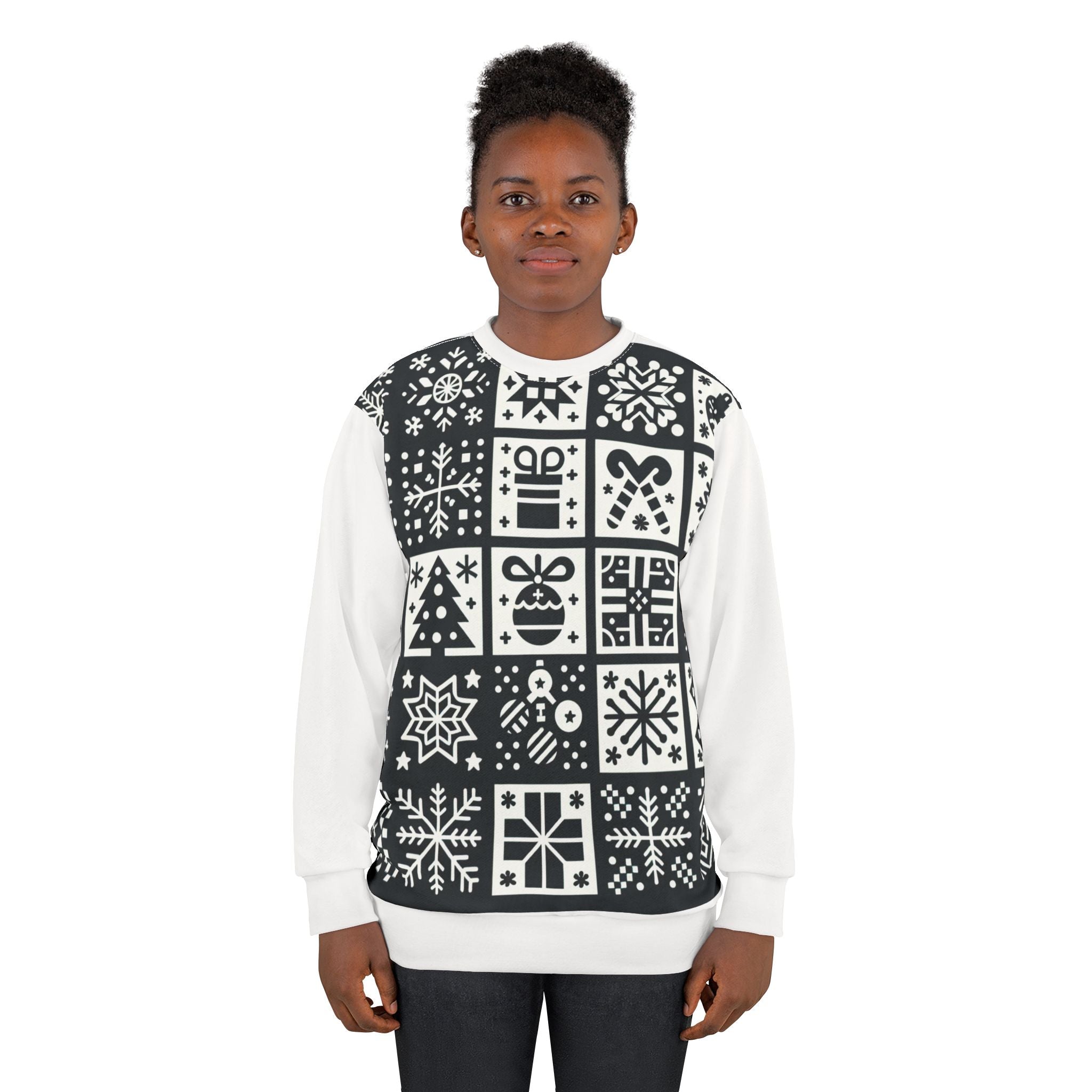 Geometric Patchwork Christmas Sweatshirt Aesthetic Clothing