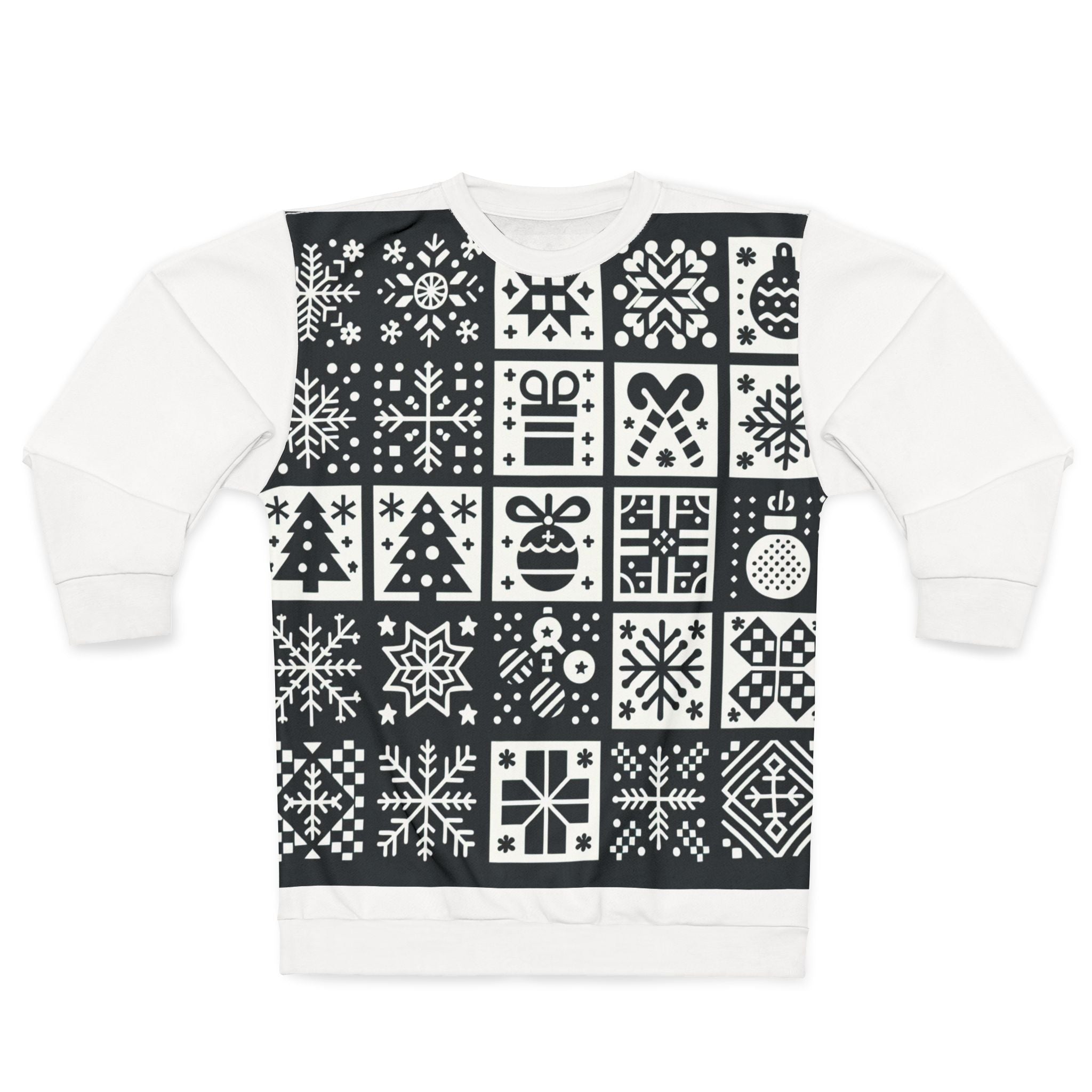 Geometric Patchwork Christmas Sweatshirt Aesthetic Clothing