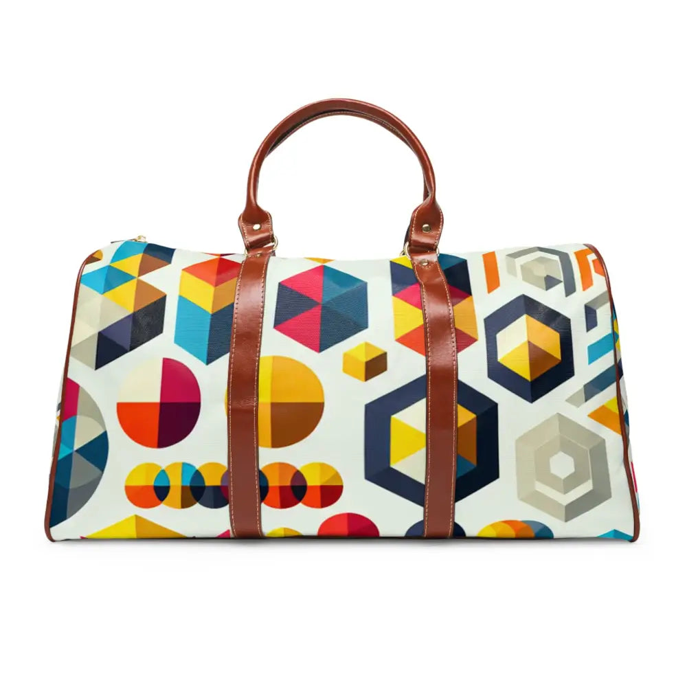 Geometric Patterned Travel Bag with Mixed Shape Design 20’’