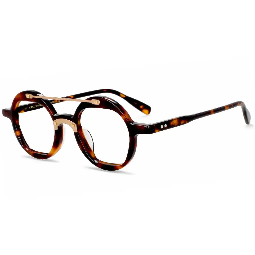 Geometric Round Marble Pattern Aviator Glasses - Brown