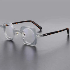 Geometric Round Square Acetate Glasses - Clear