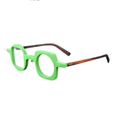Geometric Round Square Acetate Glasses - Light Green