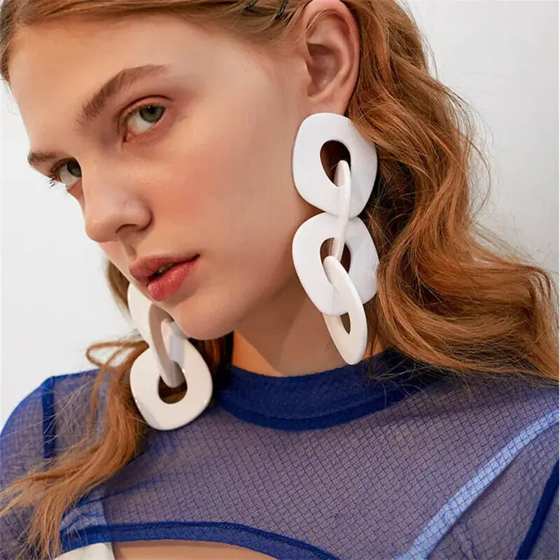 Geometric Solid Color Dangle Earrings