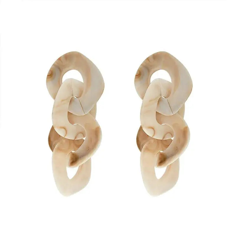 Geometric Solid Color Dangle Earrings - Apricot