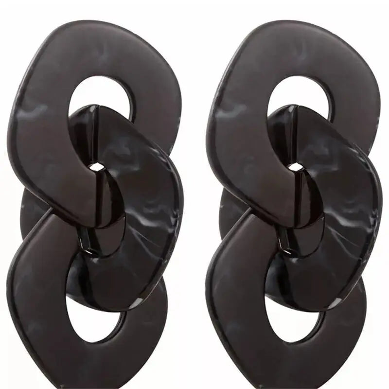 Geometric Solid Color Dangle Earrings - Black