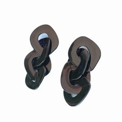 Geometric Solid Color Dangle Earrings for Women Gray