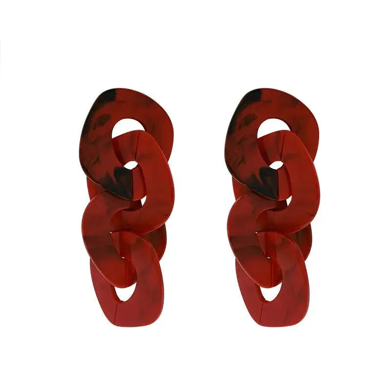 Geometric Solid Color Dangle Earrings for Women Red