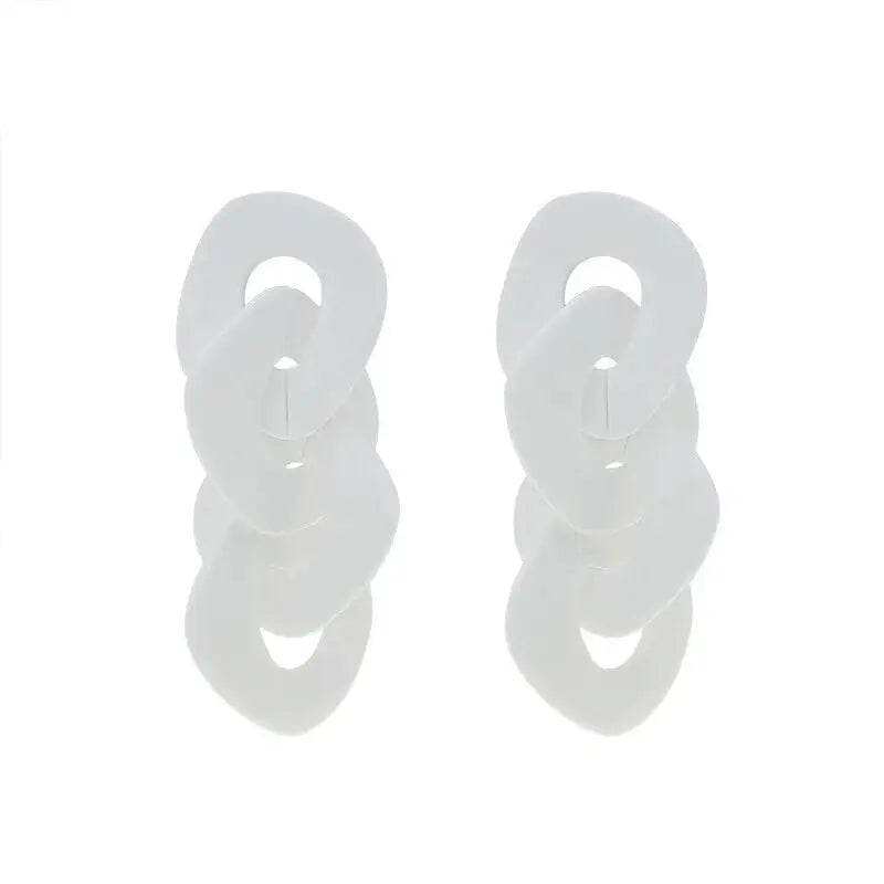 Geometric Solid Color Dangle Earrings - White.