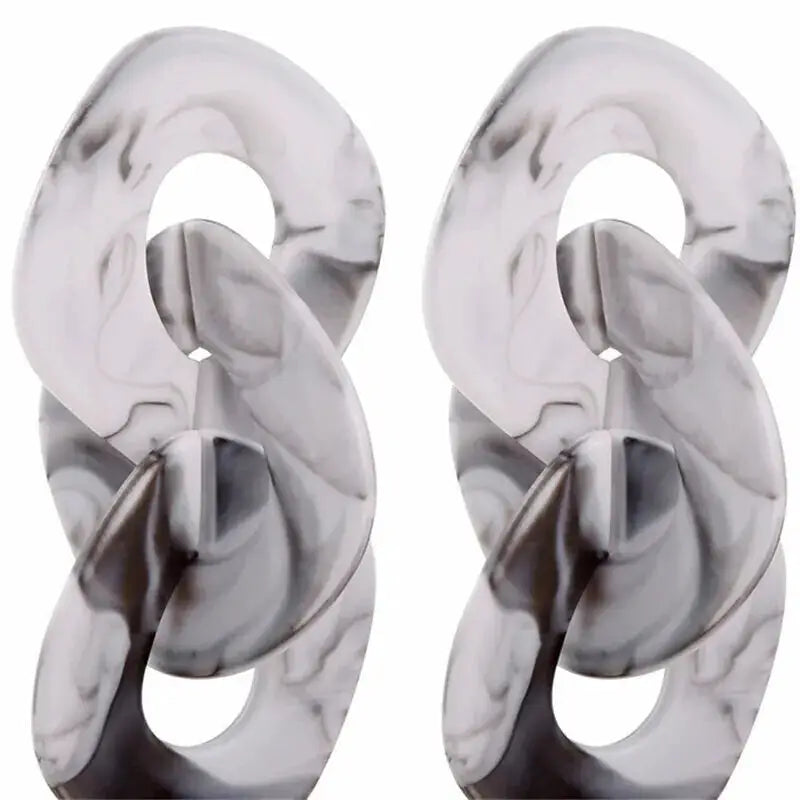 Geometric Solid Color Dangle Earrings - White