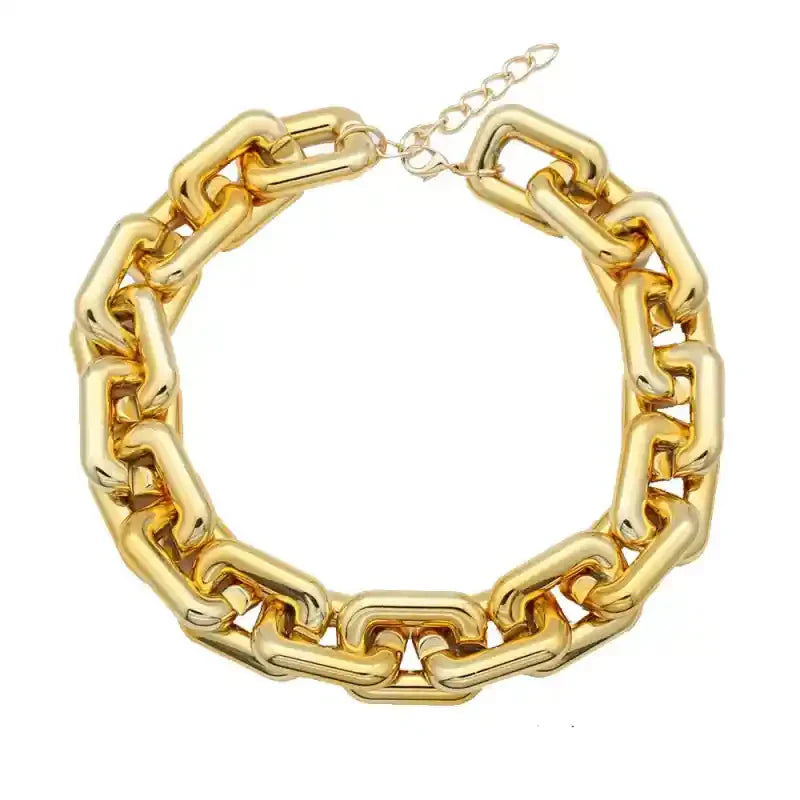 Geometric Square Twisted Chain Bracelet Links Gold