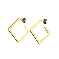 Geometric Stainless Steel Square Hoop Earrings Gold