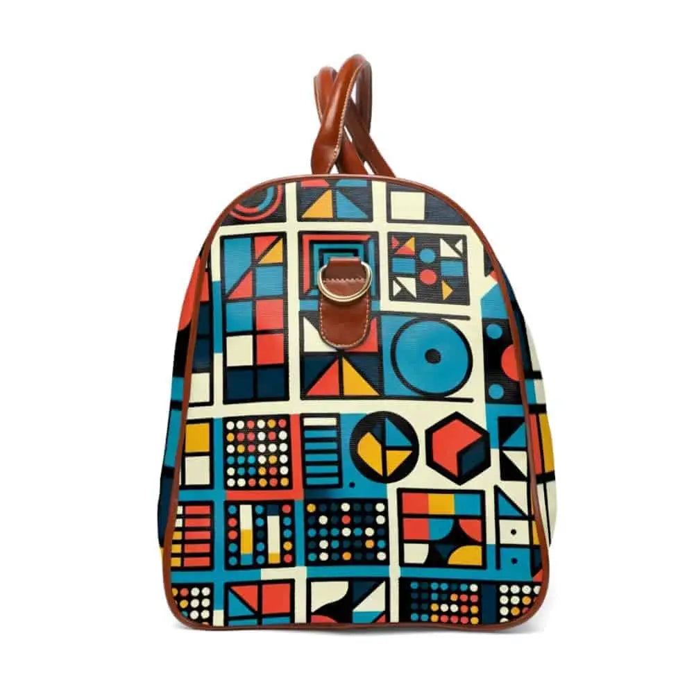 Geometric Travel Bag Featuring Squares Adorned Patterns