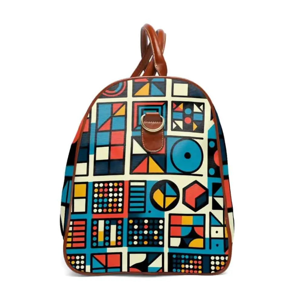 Geometric Travel Bag Featuring Squares Adorned Patterns