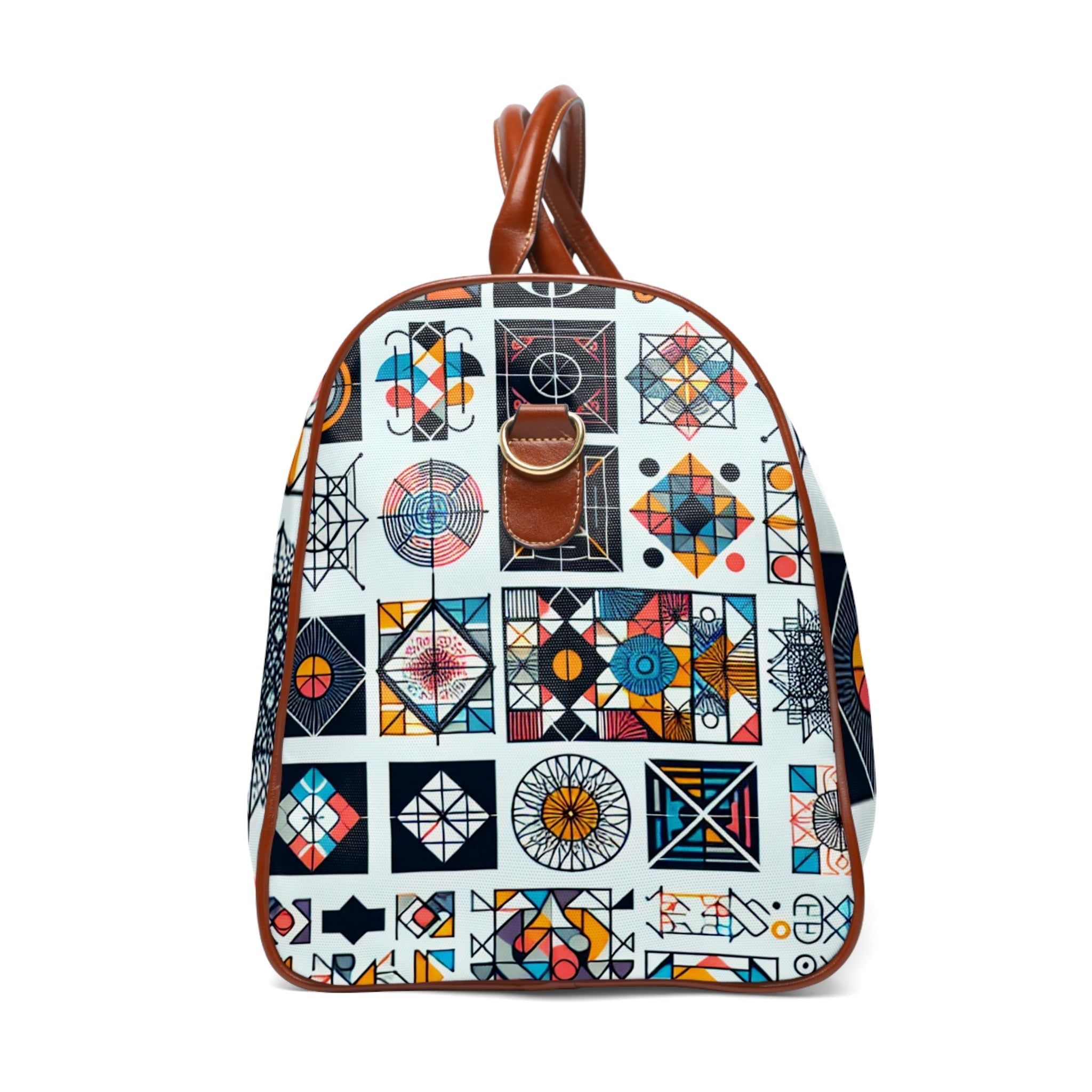Geometric Travel Bag with Area Patterns 20’’ x 12’’ / Brown