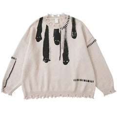 Ghost Gothic Knitted Sweaters - Beige / S - Sweater