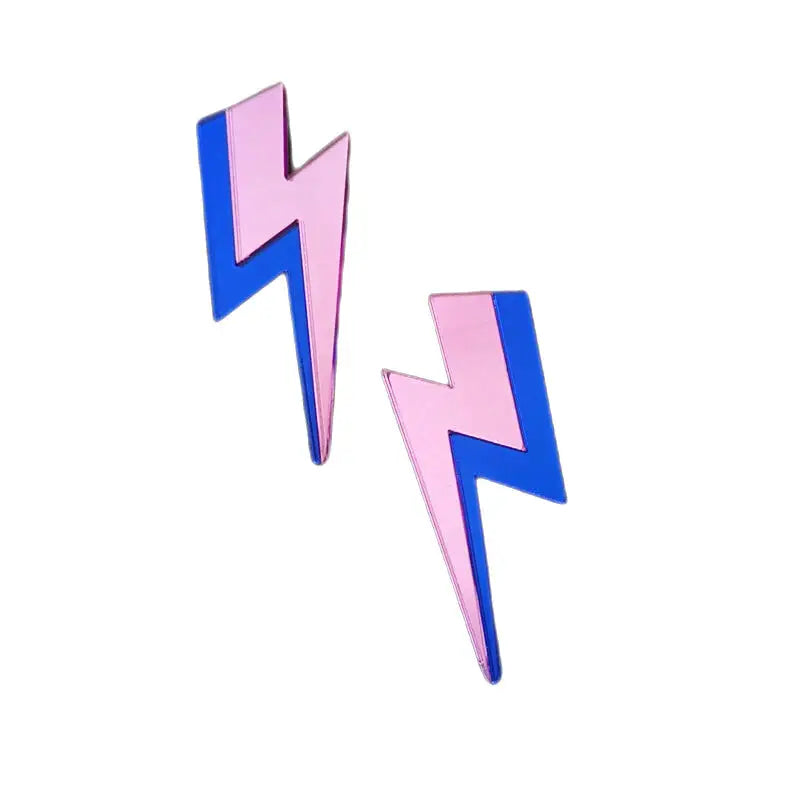 Glitter Lightning Acrylic Stud Earrings Blue
