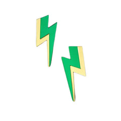 Glitter Lightning Acrylic Stud Earrings Green