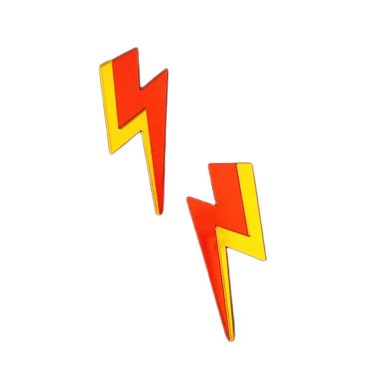 Glitter Lightning Acrylic Stud Earrings Orange Yellow