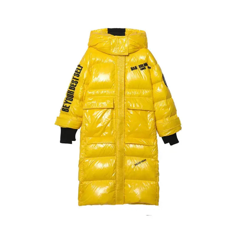 Glossy Solid Color Hooded Oversize Winter Coat