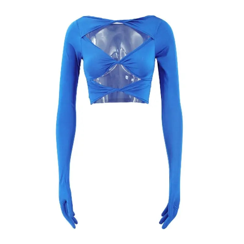 Glove Long Sleeve Hollow Out Crop Top